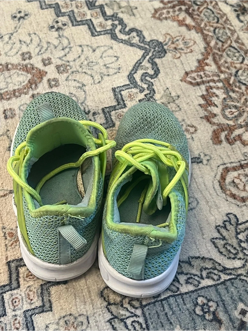 Kids Lightweight Green Knit Athletic Sneakers